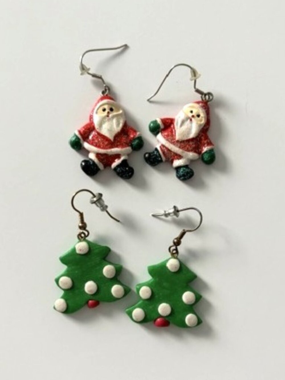 Christmas Earrings (2 Pairs) - Santas and Christmas Trees